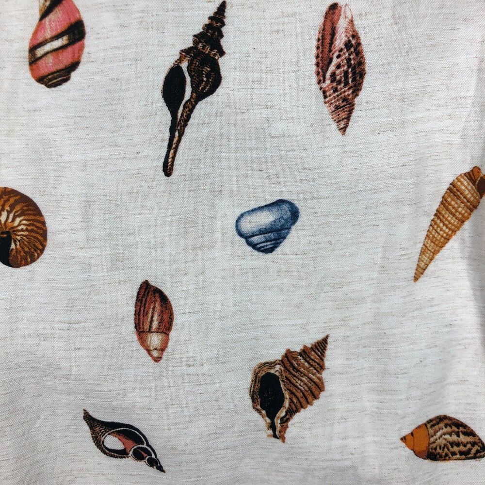 Jane & Delancey Button Down Shirt Size Large Linen Blend Seashell Print Coastal - Picture 3 of 8